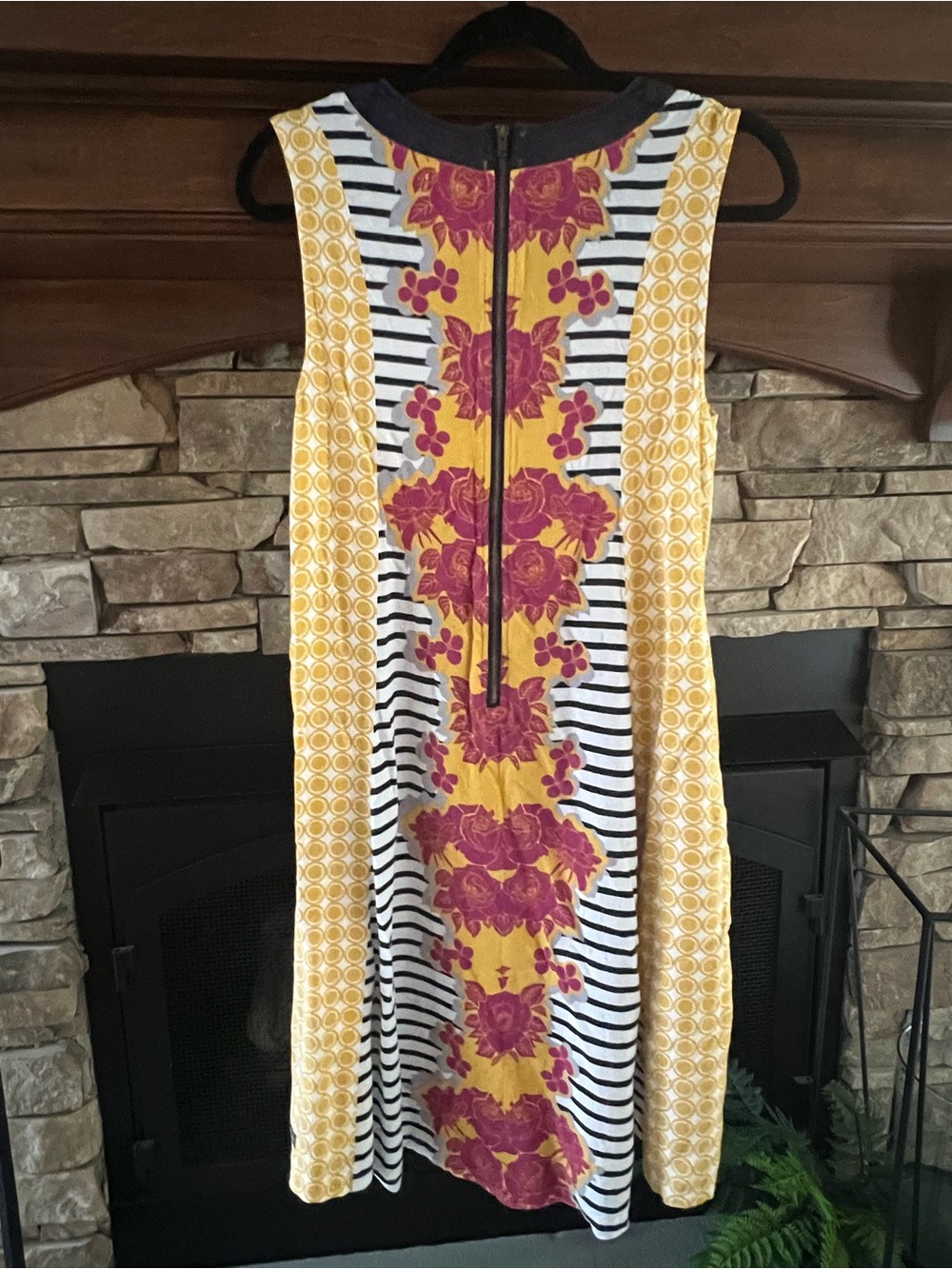 Matilda Jane Yellow Midi Dress with Magenta Floral and Navy Trim - Picture 2 of 3